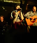 Tracyanne from Camera Obscura, singing with eyes shut, Manchester